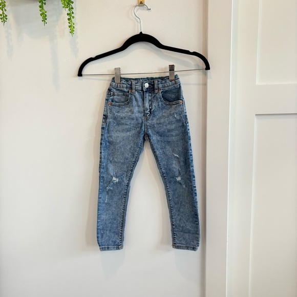 Zara Kids The Slim Denim Adjustable Waist Medium Wash Skinny Jeans Size 4-5 year - Picture 1 of 10
